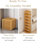 The 9-Tier No-Assembly Bamboo Rack, 2026 Upgraded Foldable 9 Tier Bamboo Corner Shoe Rack, Space-Saving Organizer for Shoes, No Assembly Narrow Shoe Shelf for Entryway Closet Dorm (Yellow, 4 Layers)