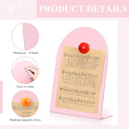 Shimeyao 2 Pcs Pink Magnetic Bulletin Board for Tabletops with 8 Magnets 10x7 Inch Memo Display Easel Stand for Home Office School Kitchen Table Supplies (Arched)