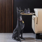 Geometric Dog Accent Table with Tray Butler Statue Animal Side Table for Modern Home Decor Dog Butler Statue with Tray Animal Accent Table for Living Room