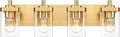 Bathroom Light Fixtures, 25" Brushed Gold Vanity Light, 4-Light Modern Wall Sconces with Square Clear Glass Shade, Vanity Lighting Fixtures Over Mirror, VL194-BG-4