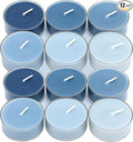 Honoson 12 Pack Blue Tea Lights Candles Blue Round Tea Light Natural Wax Scented 6 Scents Conversation Candle for Spring Easter Wedding Engagement Gifting Aromatherapy Anniversary Summer Home Decor