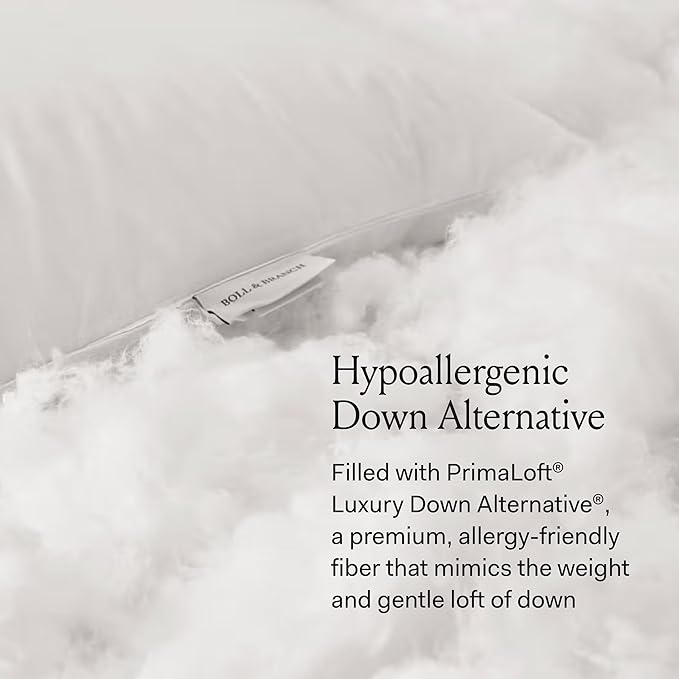 BOLL & BRANCH Down Alternative Pillow - Firm, Standard - Cooling Shell - Hypoallergenic Primaloft Luxury Down Alternative Fill - Superior Support