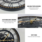 24 Inch Wall Clock, Gear Clock, Silent Non Ticking, Battery Operated Large Wall Clocks for Living Room Decor, Kitchen, Office (Vintage Industrial Steampunk)
