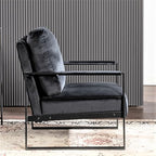 Container Furniture Classic Mid Century Modern Accent Chair with Durable Square Metal Frame, Armchair for Living Room, Bedroom, Home Office in Plush Velvet Upholstery, Black