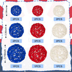 SANNIX 16 Pcs Red White and Blue Rattan Balls 4th of July Vase Filler Wicker Balls Patriotic Decorations 3 Sizes Decorative Balls for Bowls Independence Day Home Table Decor