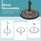Tangkula 30 lbs Heavy Duty Umbrella Base, Round Parasol Holder with Adjustable Knob for Φ1.5-Φ1.9 Pole, Resin Umbrella Stand with Decorative Pattern, Easy Setup