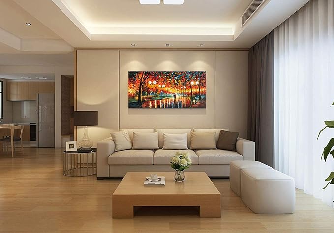 Alenoss Modern Oil Paintings on Canvas Large Wall Art 24x48 Inches Romantic Abstract Paintings Contemporary Art Colorful Artwork Wall Decor for Bathroom Living Room