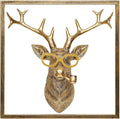 Newinhome Animal Heads Wall Decor (Includes Metal Frame) Resin Animals Sculptures Head Wall Hanging Decoration Gold vintage Wall Sculpture for Living Room Bedroom Office(Deer)
