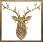 Newinhome Animal Heads Wall Decor (Includes Metal Frame) Resin Animals Sculptures Head Wall Hanging Decoration Gold vintage Wall Sculpture for Living Room Bedroom Office(Deer)