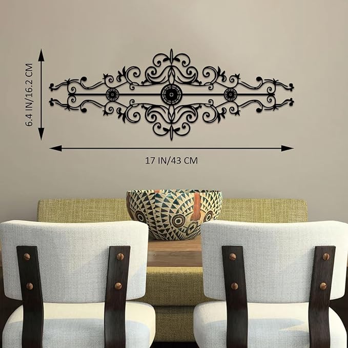 Metal Scroll Wall Decor Rustic Iron Wall Medallion Small Traditional Scroll Arts Home Decorations Scroll Accent Wall Art for Home Living Room Front Porch Above Door Hallway Entryway