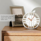 AonT Design Modern Desk Clock (Korean Lattice Pattern) Silent Analog Minimalist – Made in Korea Decorative Shelf Clock for Table and Living Room Decor (White)