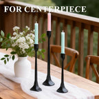Tall Black Cast Iron Candlestick Holders Set of 3, Wrought Iron Tall Taper Candle Holders, Candle Sticks Holders Decor for Home Decor, Mantle, Table, Wedding-11.8"+13.8"+15.4"(Black)