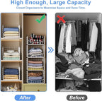 4-Tier Stackable Closet Organizers and Storage Shelves, Foldable & Mutifunctional Clothes Storage Basket Sweater Organizer Bins Container for Wardrobe Bathroom, White (Patent Pending)