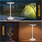 LED Cordless Table Lamps Rechargeable - Outdoor 6000mAh Battery Operated Portable Tables Light 3 Color Stepless Dimming Lamp with Memory Function for Patio Restaurant Dining White