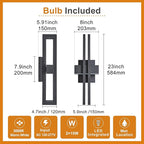 23Inch Large Modern Minimalist Outdoor Wall Light, IP65 Waterproof, 3000K Warm White, 2x15W Integrated LED, Textured Black Finish for Garden, Garage, Patio & Indoor Use