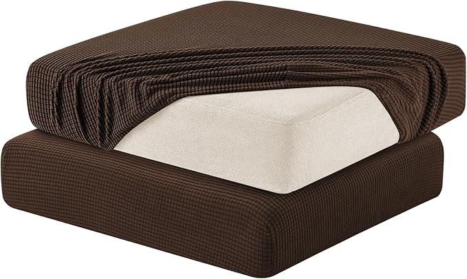 Hokway 2 Piece Couch Cushion Slipcovers Stretch Reversible Cushion Replacement Slipcovers Sofa Cushion Covers(Chocolate, 2)
