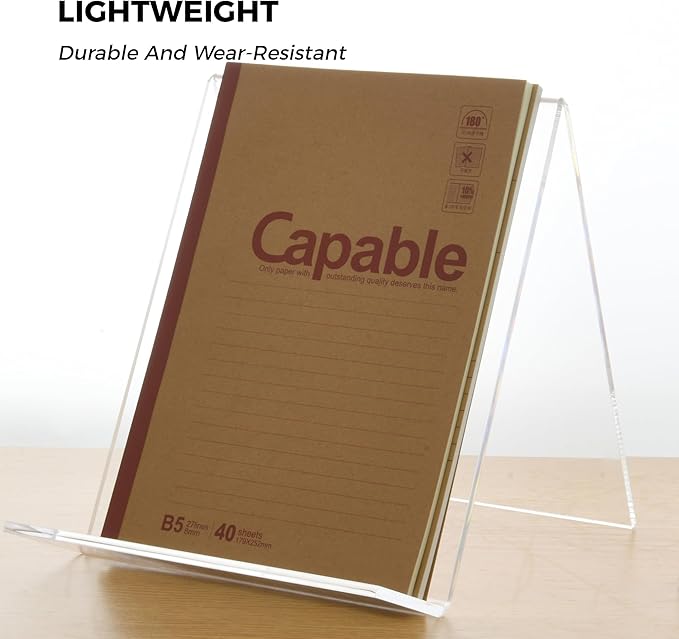 Acrylic Book Stand, Book Display Holder 6 x 8, Clear Acrylic Display Easel Transparent Display Stand Holder Tablet Holder for Album, CD, Magazine, Picture, Plate, Artworks, Phone, Tablet