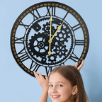 24 Inch Wall Clock, Gear Clock, Silent Non Ticking, Battery Operated Large Wall Clocks for Living Room Decor, Kitchen, Office (Vintage Industrial Steampunk)