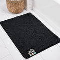 KANGAROO Bathroom Rugs, Chenille Soft Absorbent Bath Rug, Shaggy Shower Mat, Quick Dry Machine Wash Bathmat, Plush Carpet Mats for Tub, Bathtub and Room Home Decor Accessories, 36x24, Black