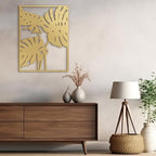 SIGNLEADER Metal Wall Art Decor Three Tropical Monsteras Leaf Minimalist Modern Abstract Wall Sculpture Hangings Home Decoration for Living Room, Bedroom, Bathroom, Kitchen, Outdoor - 24" Gold
