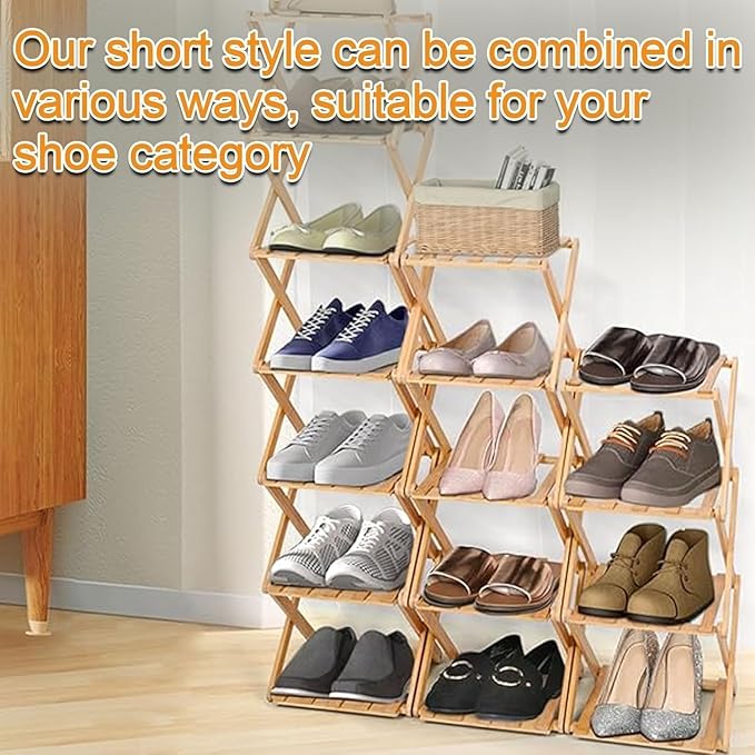 Vertical Shoe Rack Small Narrow Shoe Racks 5-Tiers Folding Shoe Storage Rack No Installation Shoes Organizer Shelf Standing Shoe Rack for Entryway Hallway Corridor Room Corner Storage