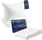 Beckham Hotel Collection Bed Pillows with Cooling Pillowcases for Hot Sleepers, Queen Size Sets of 2, Soft Down Alternative Pillow for Sleeping, Envelope Cases, White