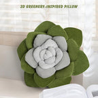 Flower Throw Pillow - 13.8" Plant Shaped Cushion, Soft Plush Decorative Pillow for Bedroom & Living Room, Unique Green Design, Home Decor Accen