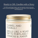 Anecdote 'Flannel & Fedoras' Coconut Soy Wax Candle Jar | Premium Hand Poured & Long Burning | Oakmoss & Amber Scent | Phthalate-Free | for Home, Office, Gift - 7.8 Oz