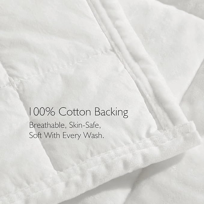 Greek Velvet Queen Quilt Set, 3× Softer Luxe Sheen, 100% Cotton Backing, 150GSM Down-Alternative Fill, Expanded 98×98" Coverage for Fuller Side Drape (1 Quilt + 2 Pillow Shams), Brilliant White