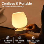 Cordless Touch Bedside Table Lamp Set of 2, Rechargeable Battery Operated Desk Lamps with 8 RGB Colors, Dimmable Small Glass Nightstand Light for Living Room Bedroom Kitchen Counter