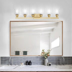6 Light Gold Bathroom Vanity Light,Bathroom Light Fixtures, 38" Modern Brushed Gold Vanity Lighting Fixtures for Bathroom Over Mirror, Gold Sconces Wall Lighting for Bedroom