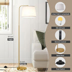 Floor Lamp for Living Room, Dimmable Modern Floor Lamps for Bedroom, Remote Control Modern Corner Standing Lamps, Nursery Industrial Adjustable Arc Tall Lamp with 9W Bulb for Office Reading