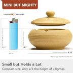 Ashtray with Lid for Outside Patio, Windproof Ash tray, Ceramic Smokeless Ashtray for Outdoor Home Office Tabletop Patio Outdoor Balcony, Ginger Yellow