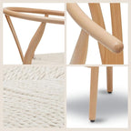 POLY & BARK Weave Dining Chairs – Mid-Century Modern Wishbone Dining Chairs with Arms, Solid Wood Frame, Indoor Use – Natural – Set of 2 - Ideal for Dining Room, Kitchen or Stylish Accent Setting
