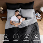HEVUMYI 120x98 Oversized King Comforter Set - 7-Piece All Season Bed in a Bag Oversized King, Ultra Soft Bedding Set with 120 x 98 Comforter, Flat Sheet, Fitted Sheet, Pillowcases, Black & Light Grey