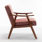 Accent Chair with Microfiber Upholstery and Solid Wood Frame, Classic Mid-Century Modern Living Room Furniture for Extra Seating, Rose