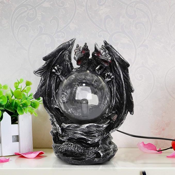 Plasma Ball Lamp Touch Sensitive,Party Magical Electrostatic Red Color Crystal Ball for Halloween (Evil Dragon)