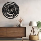 SIGNLEADER Metal Wall Art Decor Abstract Geometric Circles Minimalist Modern Abstract Wall Sculpture Hangings Home Decoration for Living Room, Bedroom, Bathroom, Kitchen, Outdoor - 24" Black