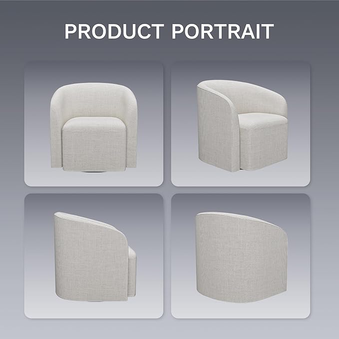 COLAMY Swivel Accent Chair Set of 2, Barrel Chair with Armrest, Comfy Round 360°Mondern Armchair, for Living Room/Bedroom/Waiting Room, No Assembly, Beige