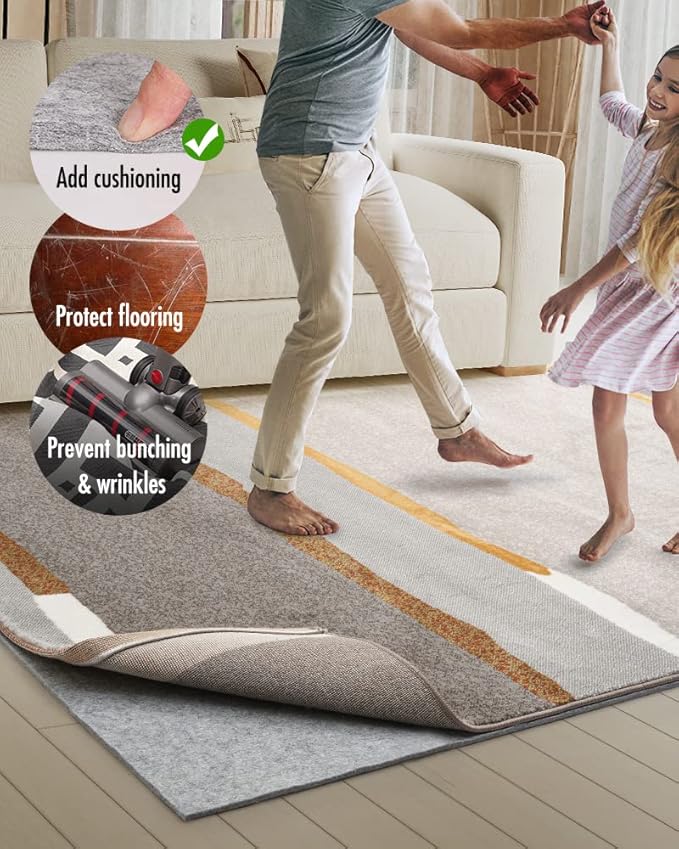 Resare Non Slip Rug Pad Gripper - 10x14 Feet 1/4" Extra Thick Felt Under Rug for Area Rugs and Hardwood Floors,Super Cushioned Non Skid Carpet Padding