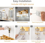 Modern Bathroom Vanity Light 2-Lights Gold Crystal Bathroom Wall Light Vanity Light Fixtures，12.59-inch Modern Minimalist Design