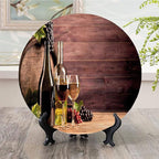 Ceramic Plates, Wine Decorative Ceramic Plates, Rustic Viticulture Concept, 7 Inch, for Dining, Parties, Wedding, Brown Green Light Brown