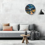 8 inch Silent Battery Operated Wall Clock, Decorative Round Wall Clock, Men Under The Starry Night