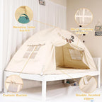 Bed Tent for Kid Twin Size Bed Canopy,Breathable Privacy Space Sleeping Drafty Room Dream Tents Indoor Play Tent Kid Sleep Tent（Beige,Full）