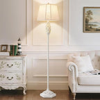Luvkczc Rustic Floor Lamp with Floral Cutouts & Light, Vintage Farmhouse Style Standing Lamp Resin Floor Lamps for Living Room, Bedroom,Study (Bulb Included)