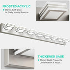 SOLFART 52inch Vanity Lights Fixtures - 8 Lights LED Modern Acrylic Brushed Nickel Vanity Lights Bathroom Wall Lighting Over Mirror
