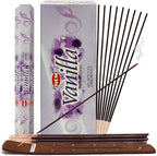 TRUMIRI Vanilla Incense Sticks & Holder Bundle: 121 Pieces (6 Packs of 20), 1 Set