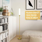 Floor Lamp with Remote Control,Bright Floor Lamps for Living Room/Bedroom/Office, Stepless Adjustable 3000K-6000K Colors and 10-100% Brightness,Standing Light with Foot Switch (Brass Gold)