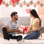 Valentines Day Heart Ornaments, 24Pcs Hanging Heart Ornaments, Glitter Champagne Heart-Shaped Baubles for Outdoor Wedding Anniversary Mother's Day Romantic Galentines Valentines Day Party Decoration