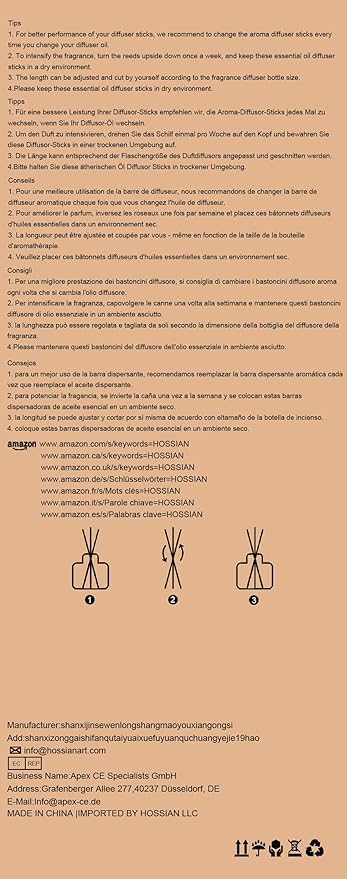 HOSSIAN Reed Diffuser Sticks - Reed diffusers-Reed Sticks -Diffuser Glass Bottles-Diffuser Refills- Natural Rattan Wood Replacement for Aroma Fragrance (7.87" *3.5mm Black and Beige)